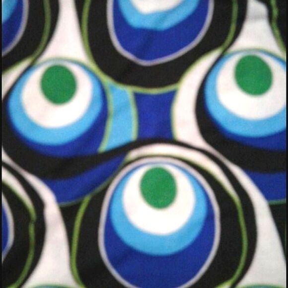 Retro Y2K Colorful  Peacock Print Smocking Flare Mini Dress - Picture 5 of 6